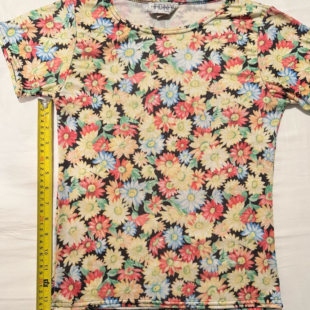 Vintage Y2K FCNY New York Women S Shirt Flower Yellow 90s Silky Whimsy Fairy EUC - Picture 14 of 14